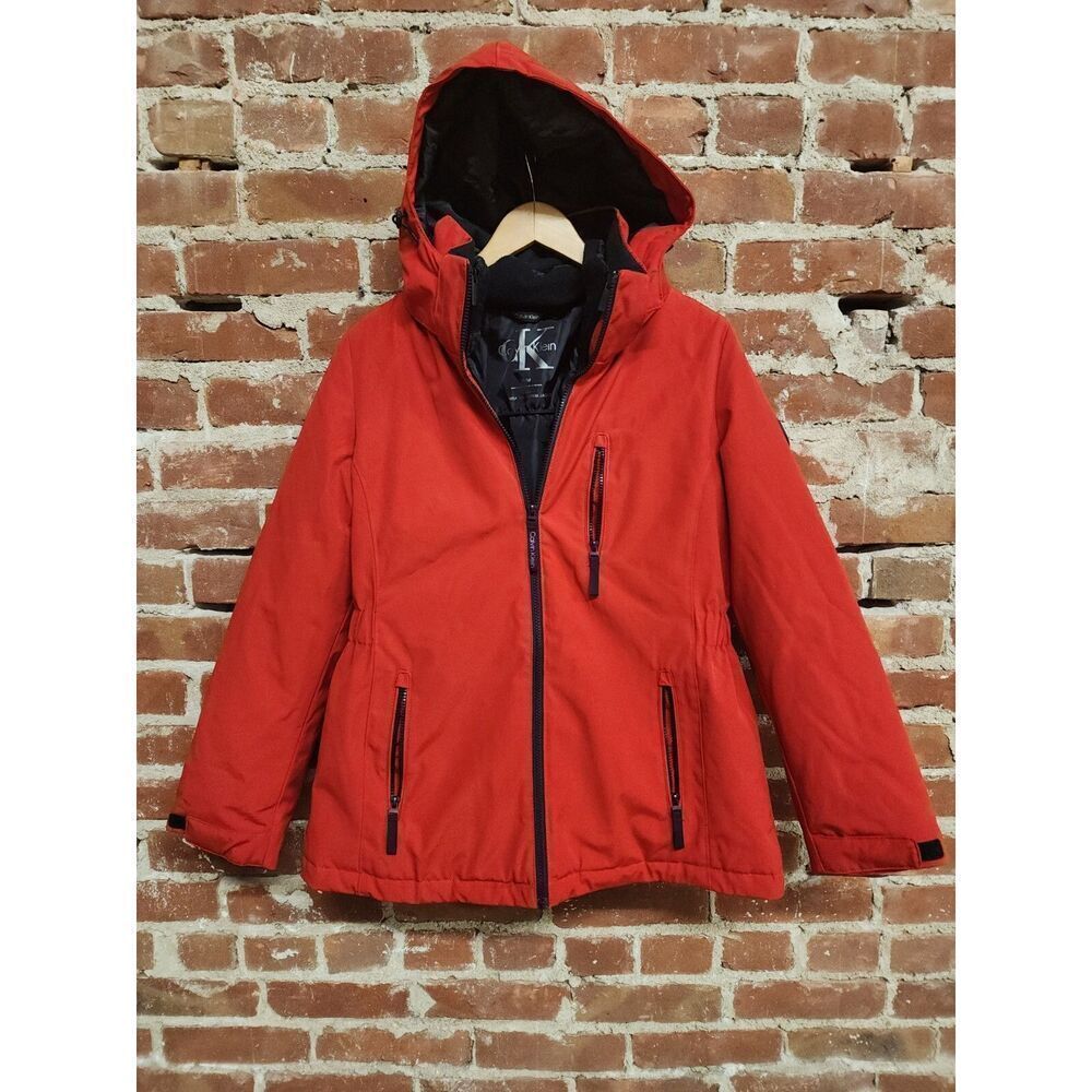 Calvin Klein Womens Medium 3 in 1 Jacket Red Removable Vest Hood